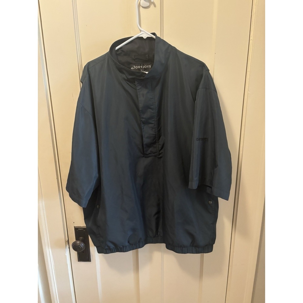 DryJoys By FootJoy Short Sleeve 1/2 Zip Golf Rain Windbreaker Mens Large Green